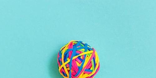 ball of coloured elastic bands